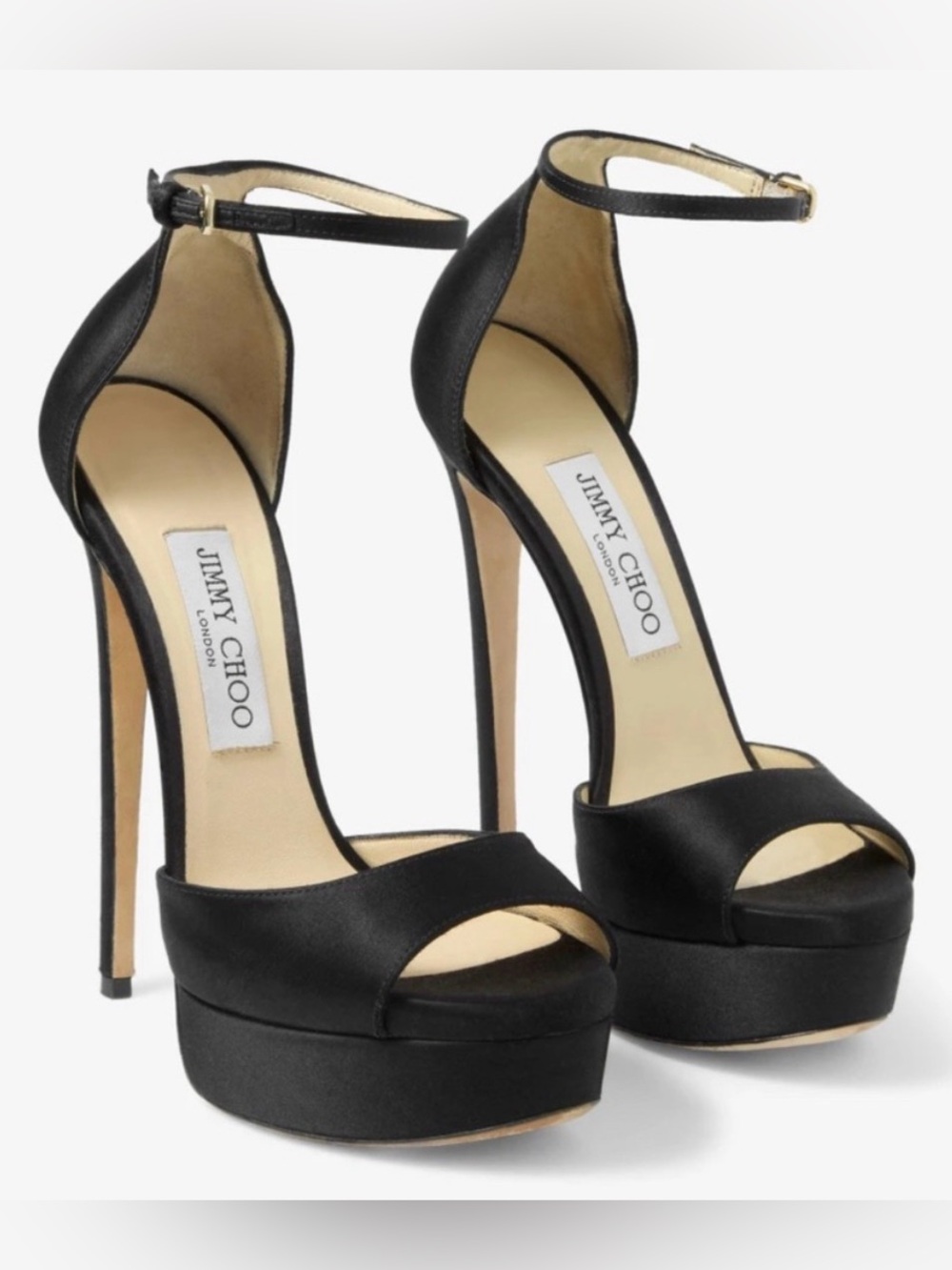 Jimmy Choo Black Satin Max 150 sandals
